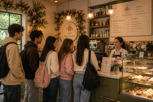 Clientes disfrutando de una tarde en la cafetería